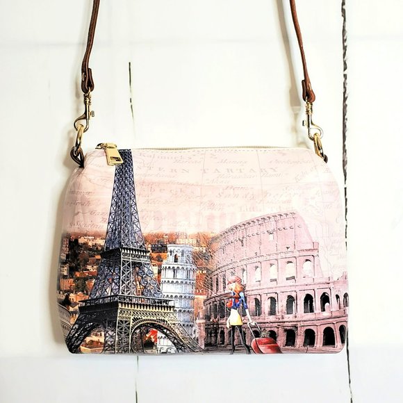 Realer Handbags - Realer Multicolor European Theme Faux Leather Crossbody Bag